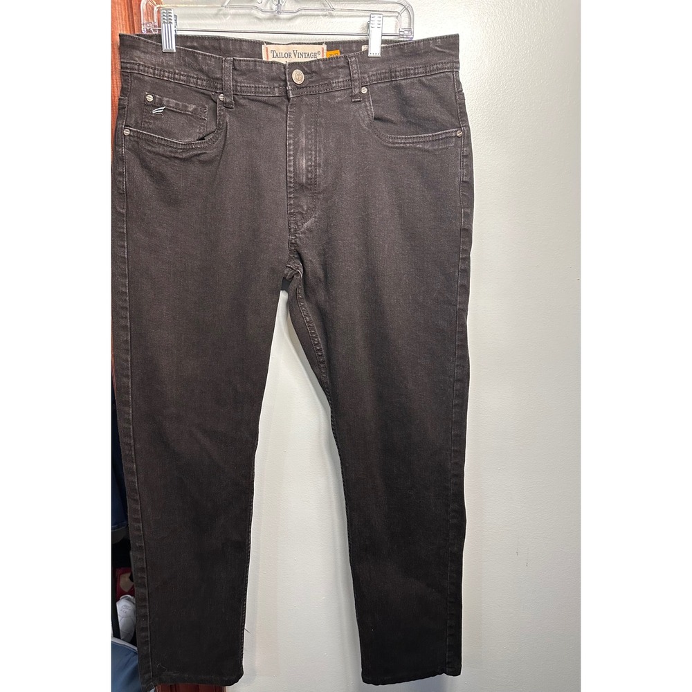 Tailor Vintage Canaan Slim Fit Mens Black Stretch Pants 36x32 Conn. Original